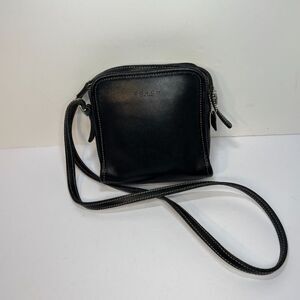 Vintage Coach Black Smooth Leather Zip Crossbody Bag Purse Beillini Like New